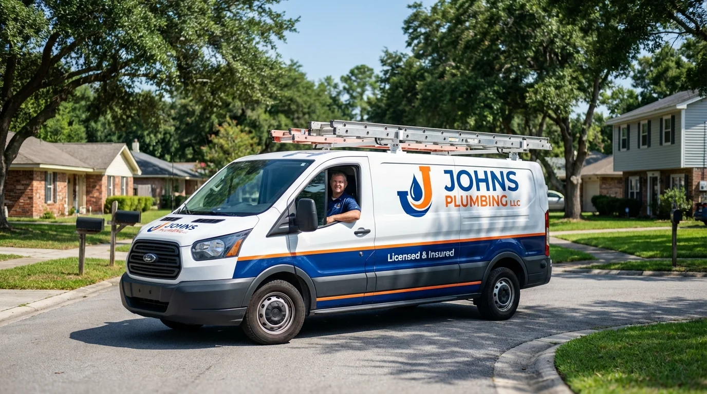 Johns Plumbing LLC service van in Holly Hill, SC