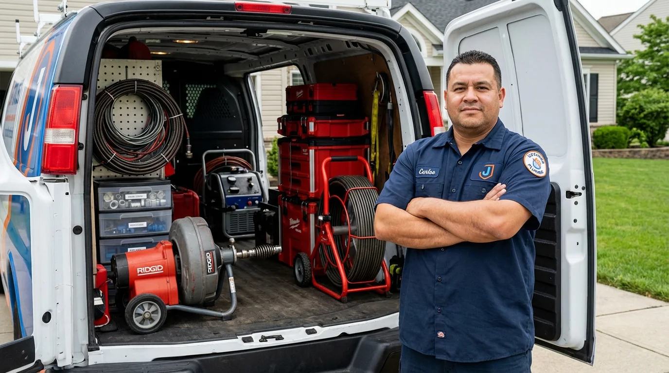 Professional drain cleaning equipment and Johns Plumbing LLC plumber in Holly Hill