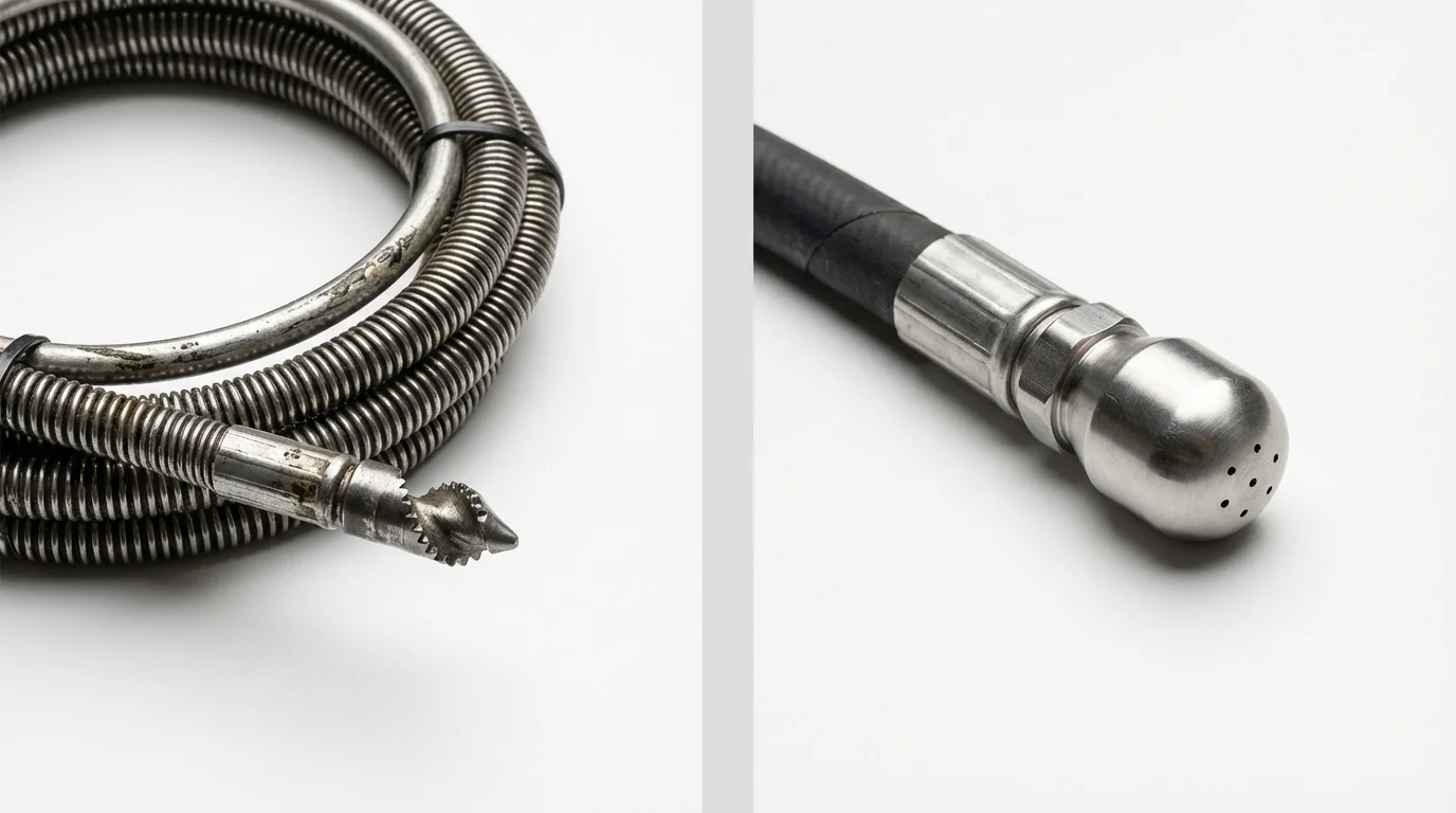 Drain snake cable and hydro jetting nozzle used for drain cleaning in Holly Hill, SC