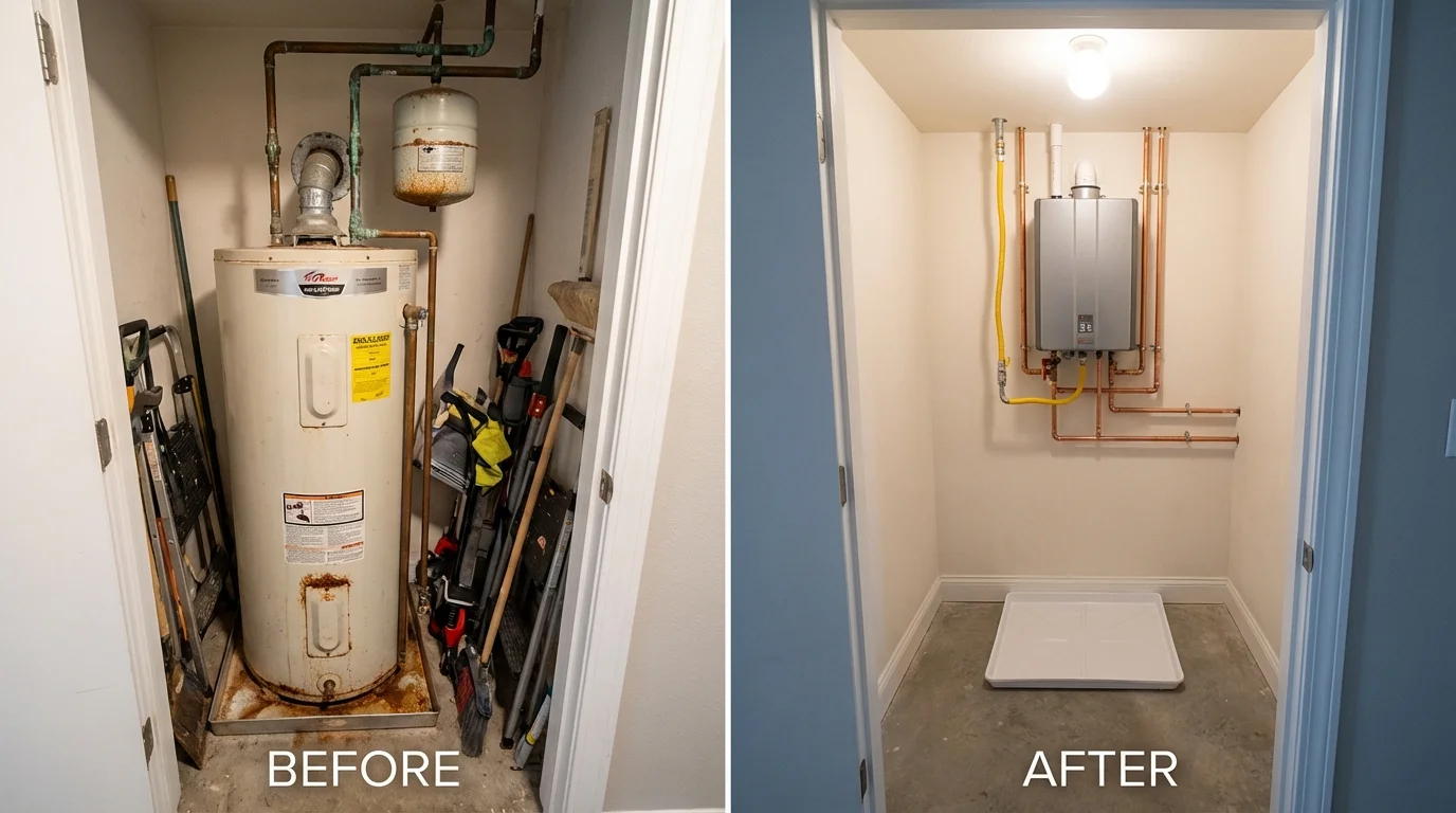 Tank water heater versus wall-mounted tankless unit comparison for Holly Hill, SC homeowners